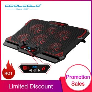 COOLCOLD 17inch Gaming Laptop Cooler Six Fan Led Screen Two USB Port 2600RPM Laptop Cooling Pad Notebook Stand for Laptop